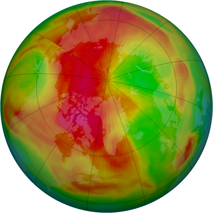 Arctic ozone map for 25 March 1991